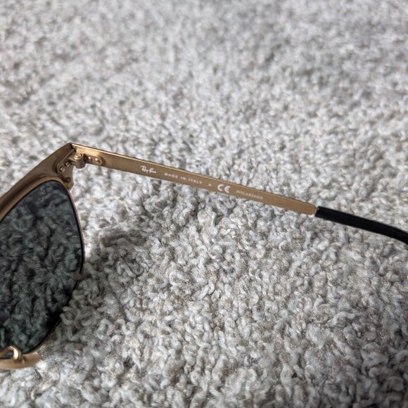 Ray-Ban Clubmaster Metal Black Frame w/ Green Polarized Lens - Picture 6 of 9